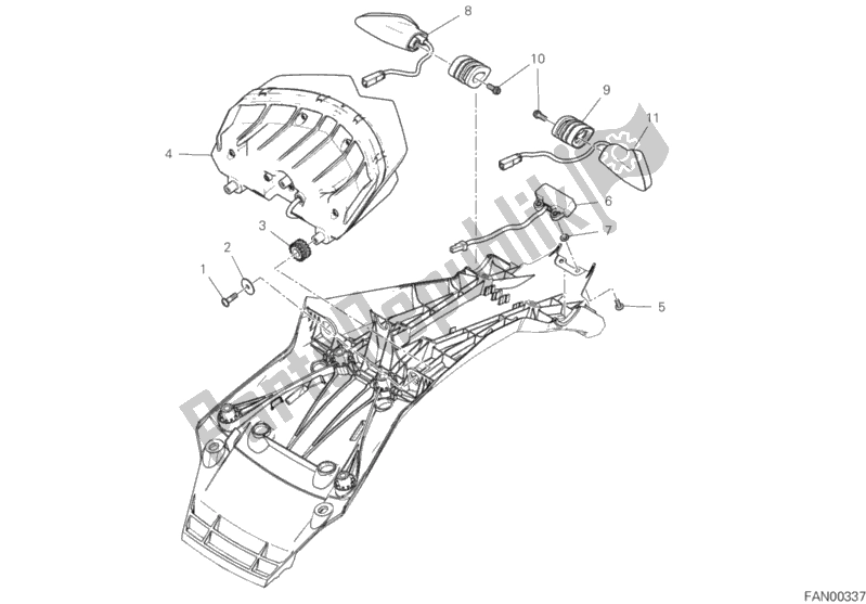 All parts for the Taillight of the Ducati Multistrada 1260 S ABS 2018
